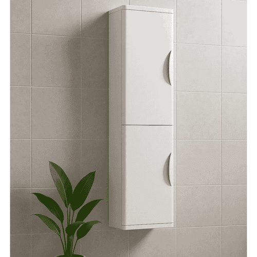 Linear 350mm Wall-Hung Tall Storage Unit - Gloss White | Bathcenter