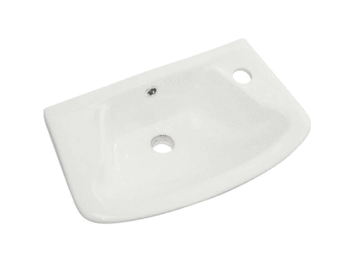 Loire 360mm x 250mm Right Hand (RH) 1 Tap Hole Ceramic Cloakroom Basin with Overflow - White