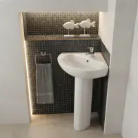 Loire Corner Basin and Pedestal 1 or 2 Tap Holes