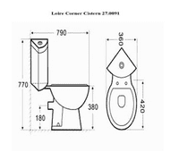 Loire Corner Close Coupled Toilet With Cistern and Slim Soft Close Seat - White