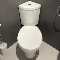 Loire Corner Close Coupled Toilet With Cistern and Slim Soft Close Seat - White