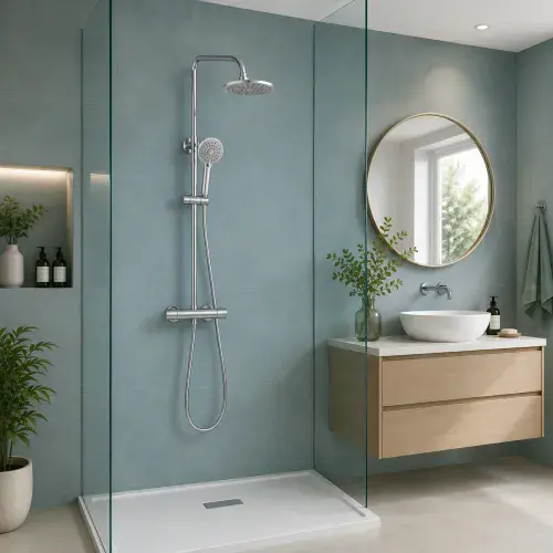 London Round Dual Head Thermostatic Bar Mixer Shower  Chrome