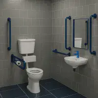 Low Level Doc M Pack with Stainless Steel, Blue, Grey or White Rails - Push Button Cistern