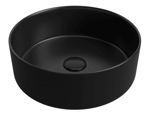 Luxore 355mm Ceramic Washbowl and Waste, Matt Black