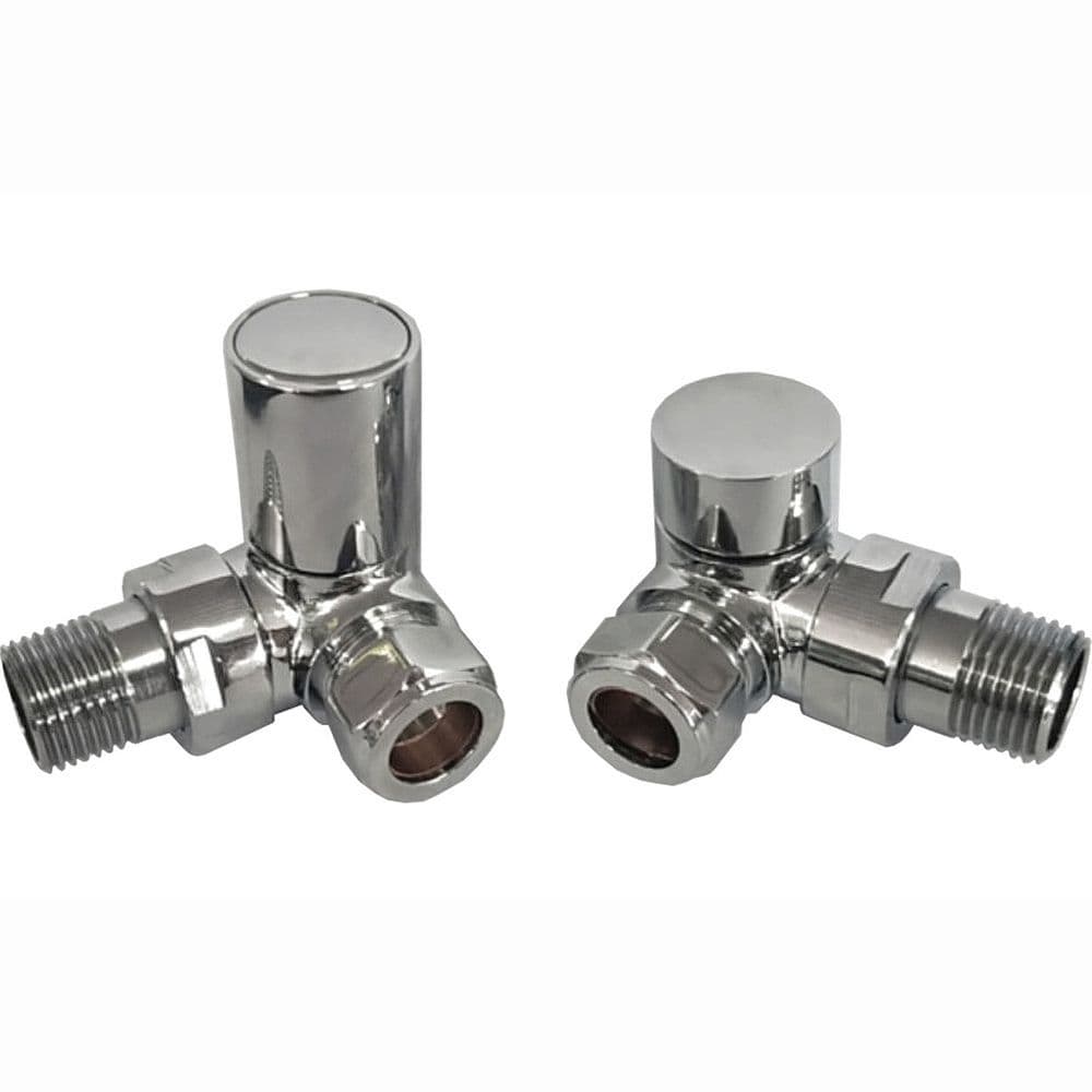 Chrome Corner Radiator Valves (Pair) - Designer Round Finish