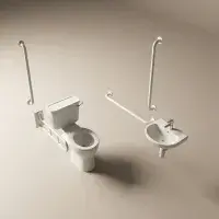 Luxury Doc M Pack with Stainless Steel - Blue - Grey or White Grab Rails - Lever Cistern