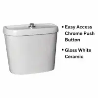 Luxury Doc M Pack with Stainless Steel Rails and Push Button Flush Cistern – Close Coupled Toilet Set