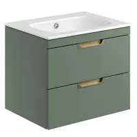 Marbelle Green 600mm Wall Hung Vanity Unit inc Basin
