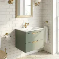 Marbelle Green 600mm Wall Hung Vanity Unit inc Basin