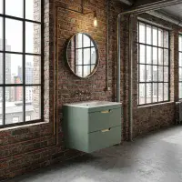 Marbelle Green 600mm Wall Hung Vanity Unit inc Basin