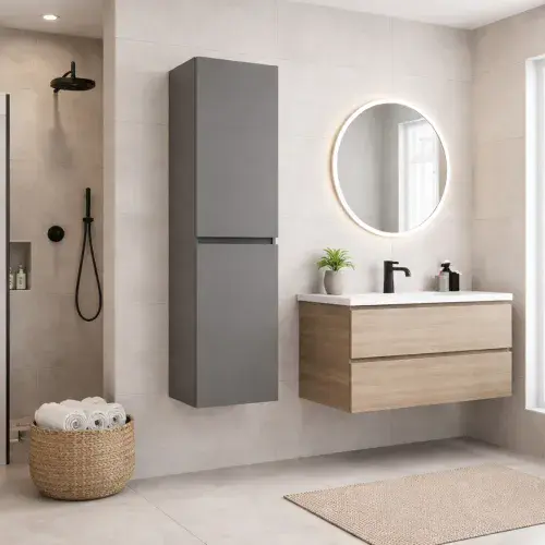 Marbelle Tall Boy Cabinet - Dust Grey