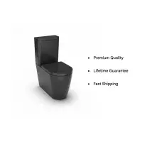 Matt Black Rimless Close Coupled Toilet inc Soft Close Seat