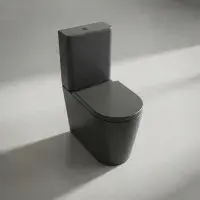Matt Black Rimless Close Coupled Toilet inc Soft Close Seat