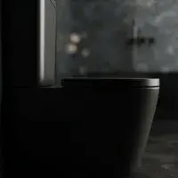 Matt Black Rimless Close Coupled Toilet inc Soft Close Seat