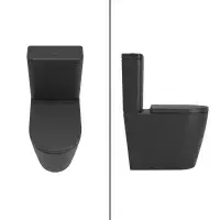 Matt Black Rimless Close Coupled Toilet inc Soft Close Seat