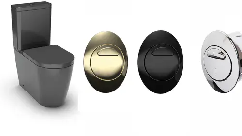 Matt Black Close Coupled Toilet with Black, Brass or Chrome Push Button