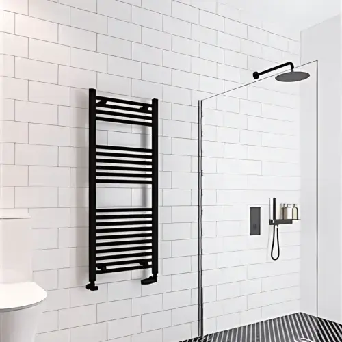 Matt Black Straight Towel Rail 1200mm x 500mm