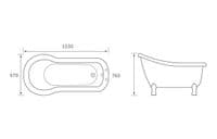 Maynard Freestanding Bath, 1530 x 760mm 2 Tap Holes