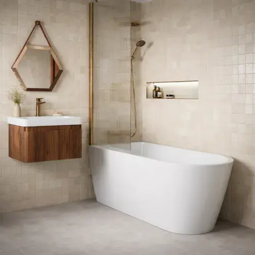 Meltham Freestanding Back To Wall 1500x700mm 0TH Bath - Gloss White