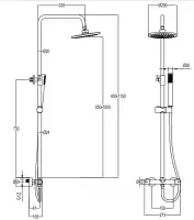 Meriden Round Thermostatic Telescopic Shower Set with Bar Valve - Matt Black