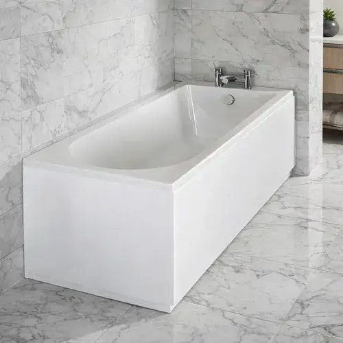Merit Durable Acrylic Bath, 1700mm x 700mm, Single Ended, 2 Tap Holes, Optional Reinforced Upgrade