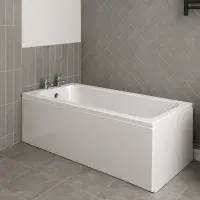Merit Durable Acrylic Bath, 1700mm x 700mm, Single Ended, 2 Tap Holes, Optional Reinforced Upgrade