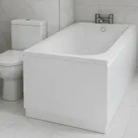 Merit Durable Acrylic Bath, 1700mm x 700mm, Single Ended, 2 Tap Holes, Optional Reinforced Upgrade