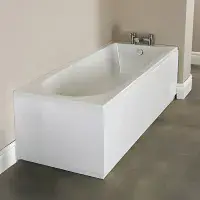 Merit Durable Acrylic Bath, 1700mm x 700mm, Single Ended, 2 Tap Holes, Optional Reinforced Upgrade