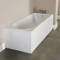 Merit Durable Acrylic Bath, 1700mm x 700mm, Single Ended, 2 Tap Holes, Optional Reinforced Upgrade