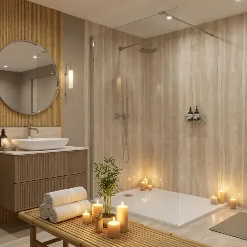 Mermaid Elite Shower Panels - Alpenina Marble