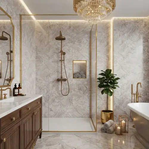 Mermaid Wetwall Panels - Bianco Marble - All Sizes