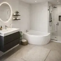 Merrill 1500 x 950mm Offset Corner Bath Left or Right Hand inc Legs & Fixings