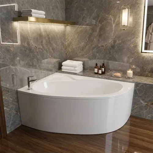 Merrill 1500 x 950mm Offset Corner Bath Left or Right Hand inc Legs & Fixings