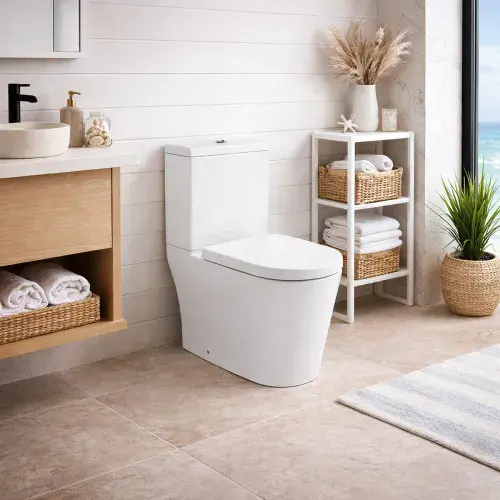 Metro Short Projection Close Coupled Back To Wall Rimless Toilet and Soft Close Seat