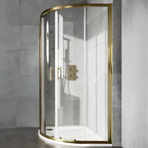 Midas Brushed Brass Quadrant Shower Enclosure - 800mm or 900mm
