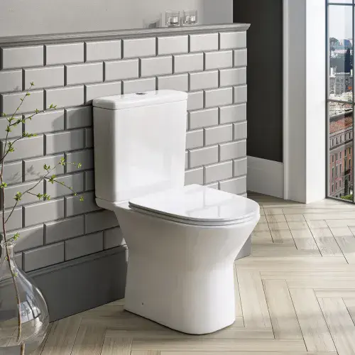 Middleton Rimless Open Back Close Coupled Toilet With Cistern and Slim Soft Close Seat - White
