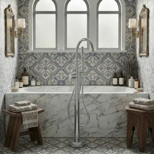 Mineral Chrome Floor Standing Bath Shower Mixer Tap | Mineral Taps