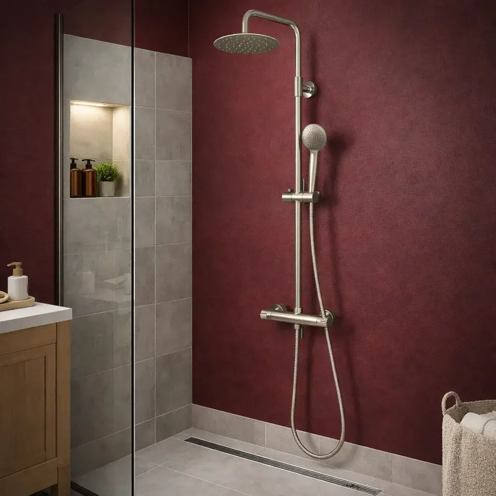 Modern Adjustable Height 850-1200mm Round Thermostatic Shower Pole ...