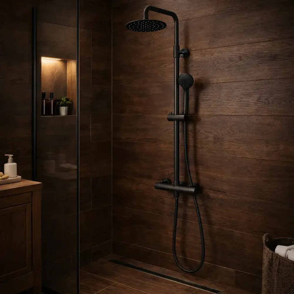 Modern Adjustable Height 850-1200mm Round Thermostatic Shower Pole ...