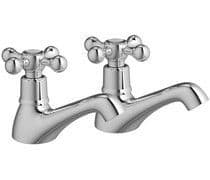 Modox Bath Pillar Taps, Chrome, Traditional Cross Top Style