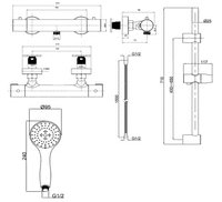 Moira Thermostatic Bar Mixer Shower Set, Matt Black