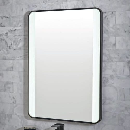 Mono Soft Square Mirror With Demister And Colour Change - 500mm X 700mm - Matt Black