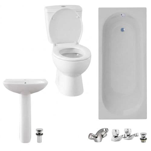 Monty Bathroom Pack with Bath, Toilet, Basin Set, Taps and Wastes