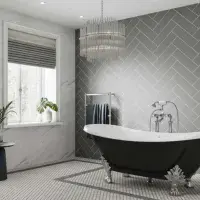 Multipanel Dust Grey Herringbone Tile Collection 2400 x 598mm Hydrolock Panel