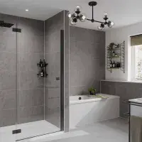 Multipanel Grey Mineral Large Tile Collection 598 x 2400mm Hydrolock Panel