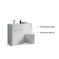 Narvik 1100mm Waterproof L-Shape Suite - White | Basin & Units