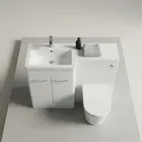 Narvik 1100mm Waterproof L-Shape Suite - White | Basin & Units