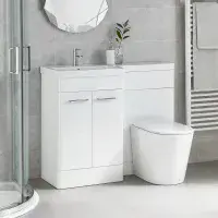 Narvik 1100mm Waterproof L-Shape Suite - White | Basin & Units