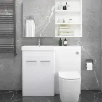 Narvik 1100mm Waterproof L-Shape Suite - White | Basin & Units
