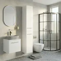 Narvik 300mm Waterproof Tall Unit - Gloss White | Wall Hung Storage